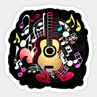 Music, Guitar, Musical Notes Sticker